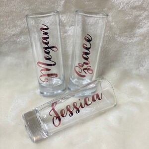 Personalized Shot Glasses, Custom Shot Glasses, Bridal Party Shot Glasses, Bridesmaid Gifts, Party Favors, Gold Party Favor, Monogram, Gold image 3