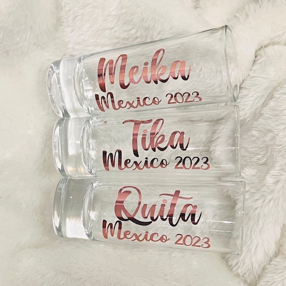 Personalized Shot Glasses, Custom Shot Glasses, Bridal Party Shot Glasses, Bridesmaid Gifts,  Party Favors, Gold Party Favor, Travel