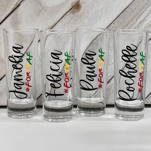 Jamaica themed Shot glasses, Travel favors, Personalized Shot Glasses, Custom Shot Glasses, Vacation Shot Glasses,  Destination