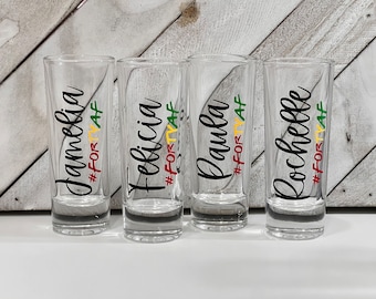 Jamaica themed Shot glasses, Travel favors, Personalized Shot Glasses, Custom Shot Glasses, Birthday Favors,  Party Favors, Gold Party Favor