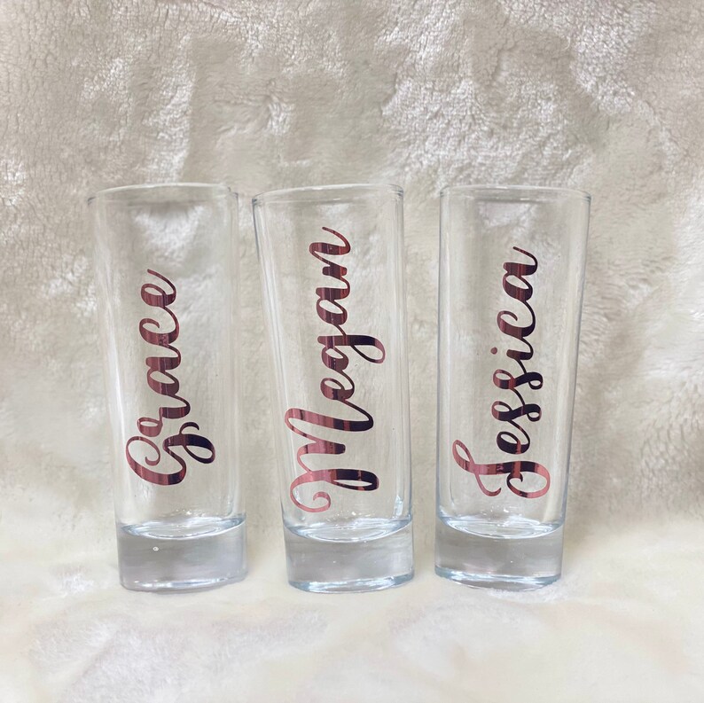 Personalized Shot Glasses, Custom Shot Glasses, Bridal Party Shot Glasses, Bridesmaid Gifts, Party Favors, Gold Party Favor, Monogram, Gold image 2