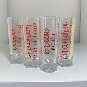 Custom shot glasses, Personalized shot glasses, bridesmaid gift, bridesmaid shot glass, wedding, girl shot glass