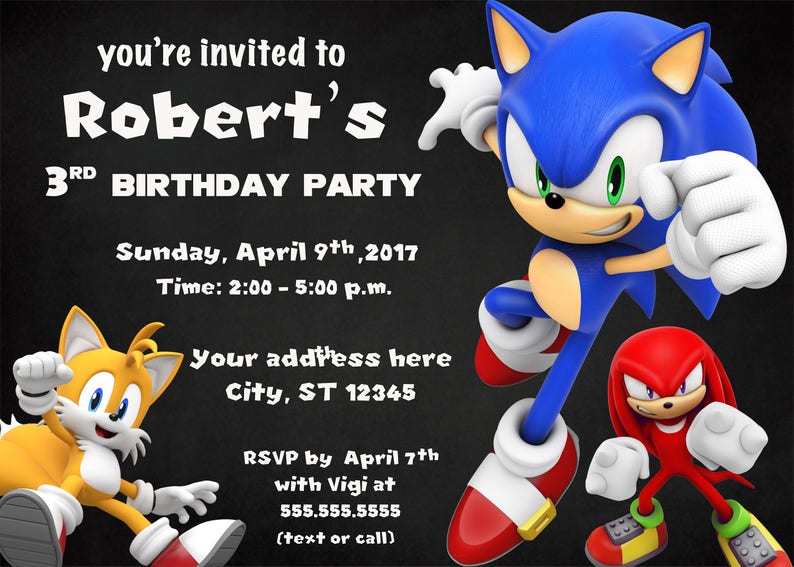 Sonic Birthday Invitation Digital Printable Sonic Etsy