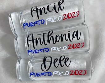 Verres à liqueur sur le thème de Porto Rico, cadeaux de voyage, verres à liqueur personnalisés, verres à liqueur personnalisés, anniversaire, cadeaux, cadeaux de vacances