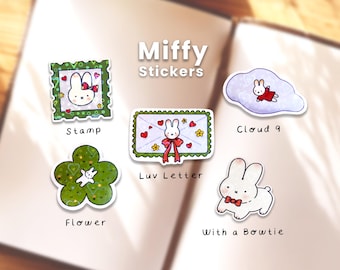 Cute Bunny Miffy Vinyl Holographic Heart Lamination Stickers |  Personal Space Laptop or Phone Case Decal, Kawaii Journal Planner Sticker