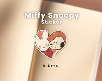 Miffy Snoopy "In Love" Vinyl Holographic Heart Lamination Stickers |  Personal Space Laptop Decal, Journal Planner Sticker