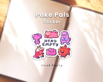 Cute and Silly Meme "Head Empty" Poke Pal Vinyl Glass Lamination Sticker | Kawaii Laptop or Phone Case Decal, Journal Planner Sticker