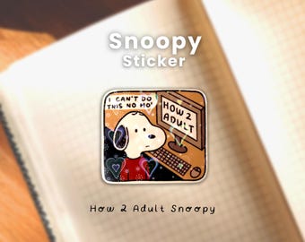 How 2 Adult Dog Snoopy Vinyl Heart Lamination Sticker |  Personal Space Laptop or Phone Case Decal, Kawaii Journal Planner Sticker