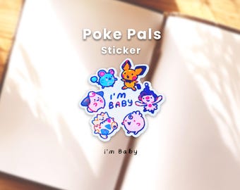 Cute and Silly Meme "I'm Baby" Poke Pal Vinyl Heart Lamination Sticker | Kawaii Laptop or Phone Case Decal, Journal Planner Sticker