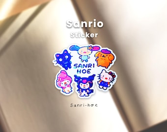 Cute And Silly Meme Sanrihoe Vinyl Heart Lamination Sticker | Kawaii Laptop or Phone Case Decal, Journal Planner Sticker