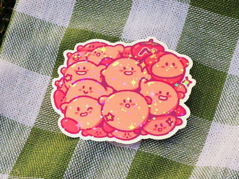Silly and Cute Pink Blob in a Pink Blob Vinyl Star Lamination Sticker ...