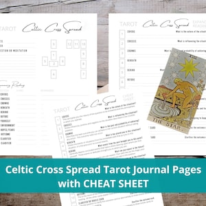 Celtic Cross 12 Card Tarot Spread Page and Cheat Sheet Minimalist Tarot ...