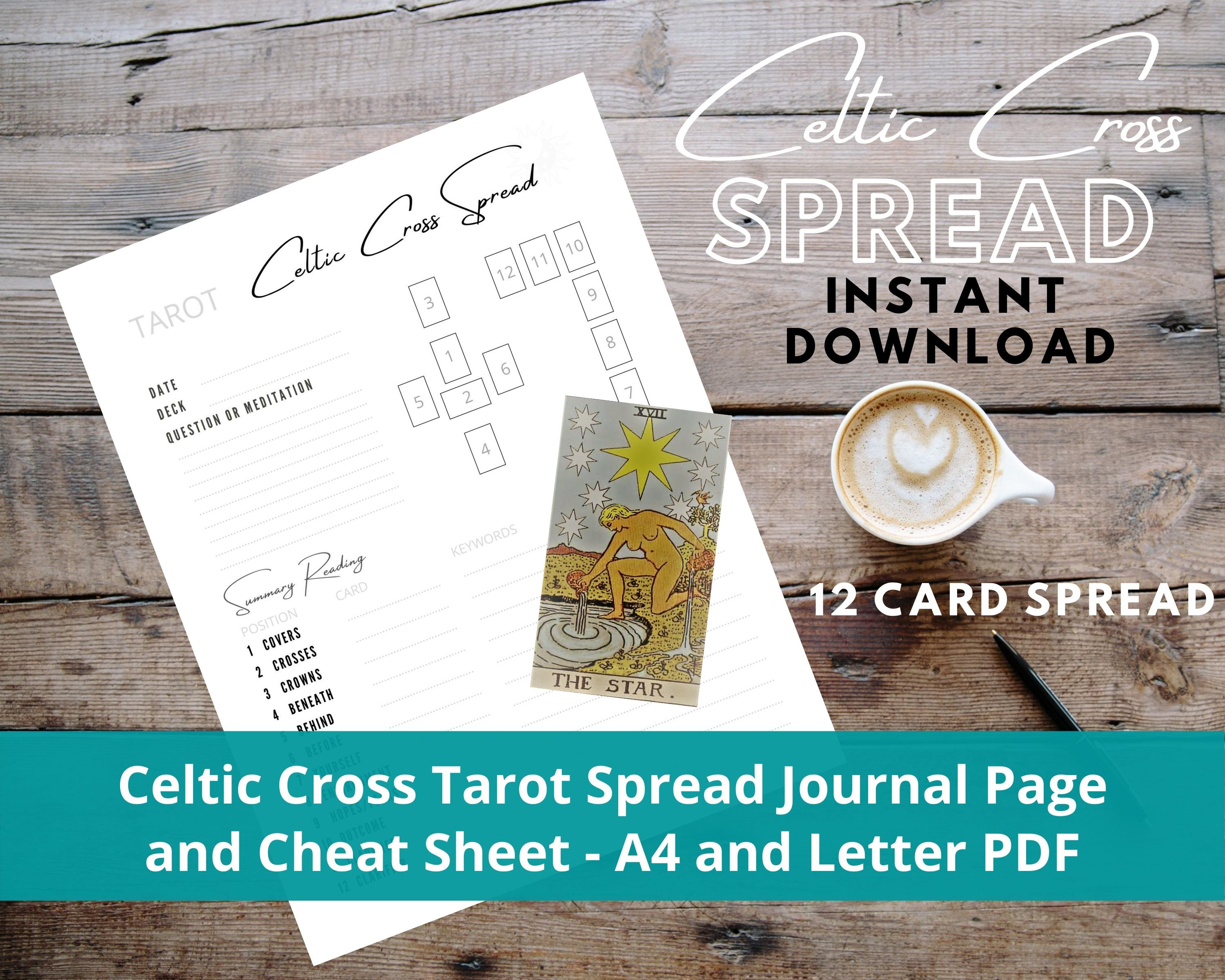 Celtic Cross 12 Card Tarot Spread Page And Cheat Sheet Etsy