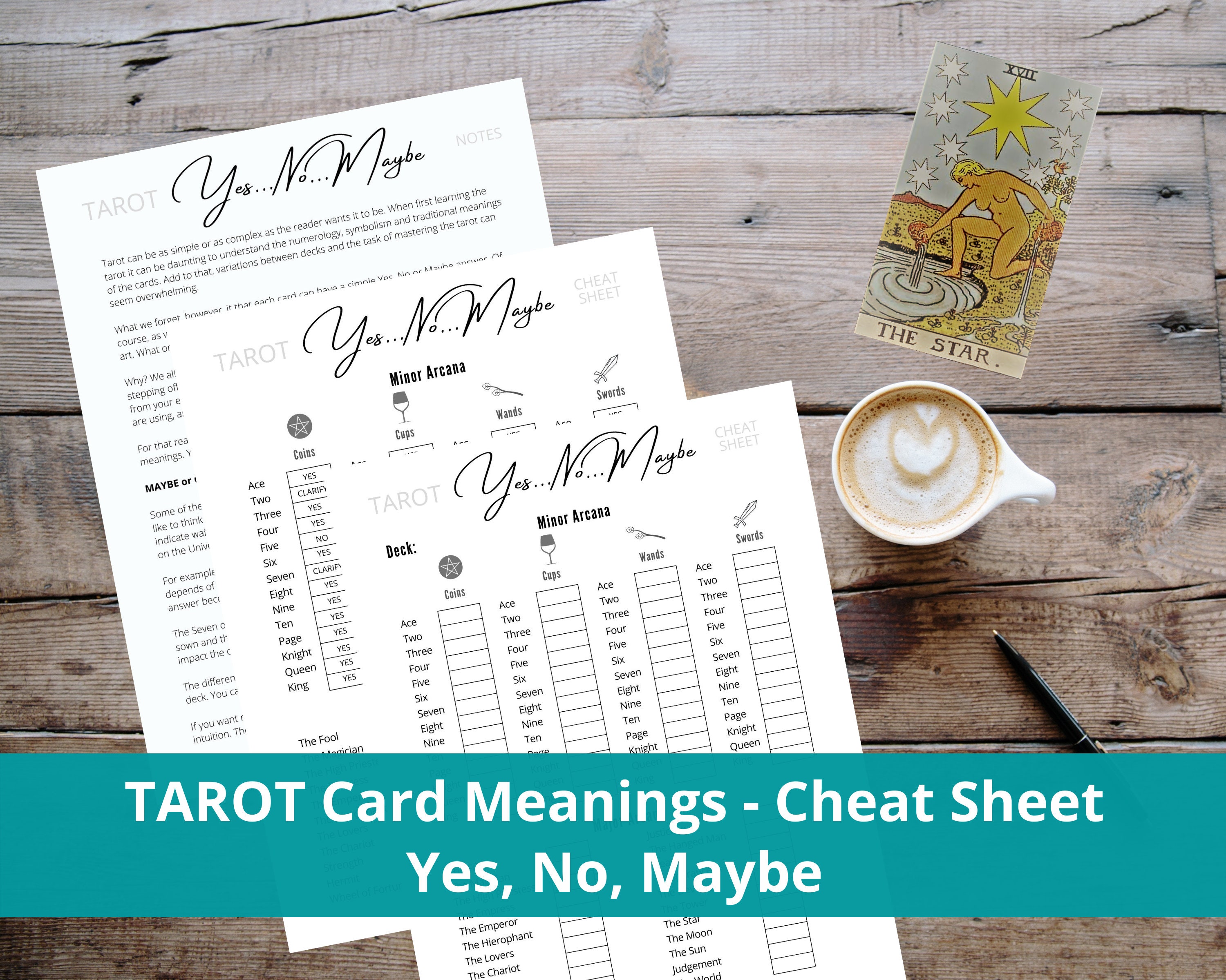 YES, NO, MAYBE Tarot Card Meanings Printable Tarot Meanings Cheat Sheet Digital Pdf Tarot