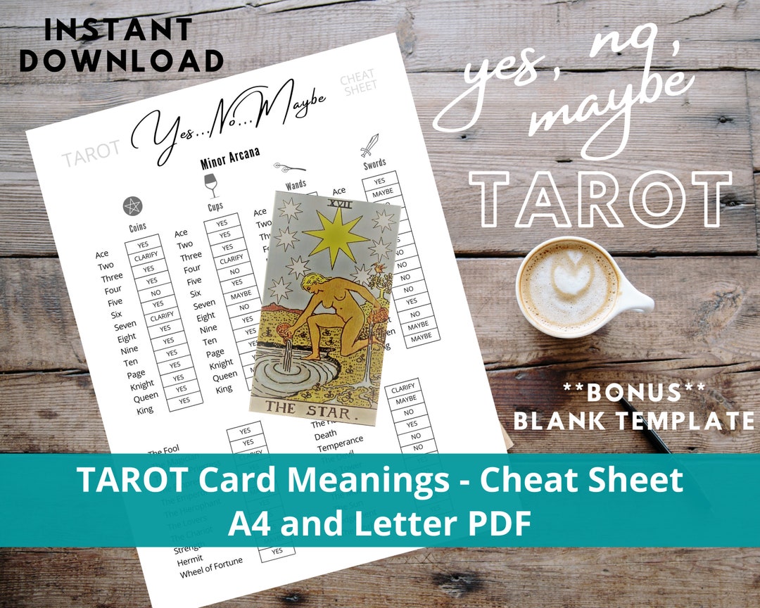 YES, NO, MAYBE Tarot Card Meanings Printable Tarot Meanings Cheat Sheet Digital Pdf Tarot