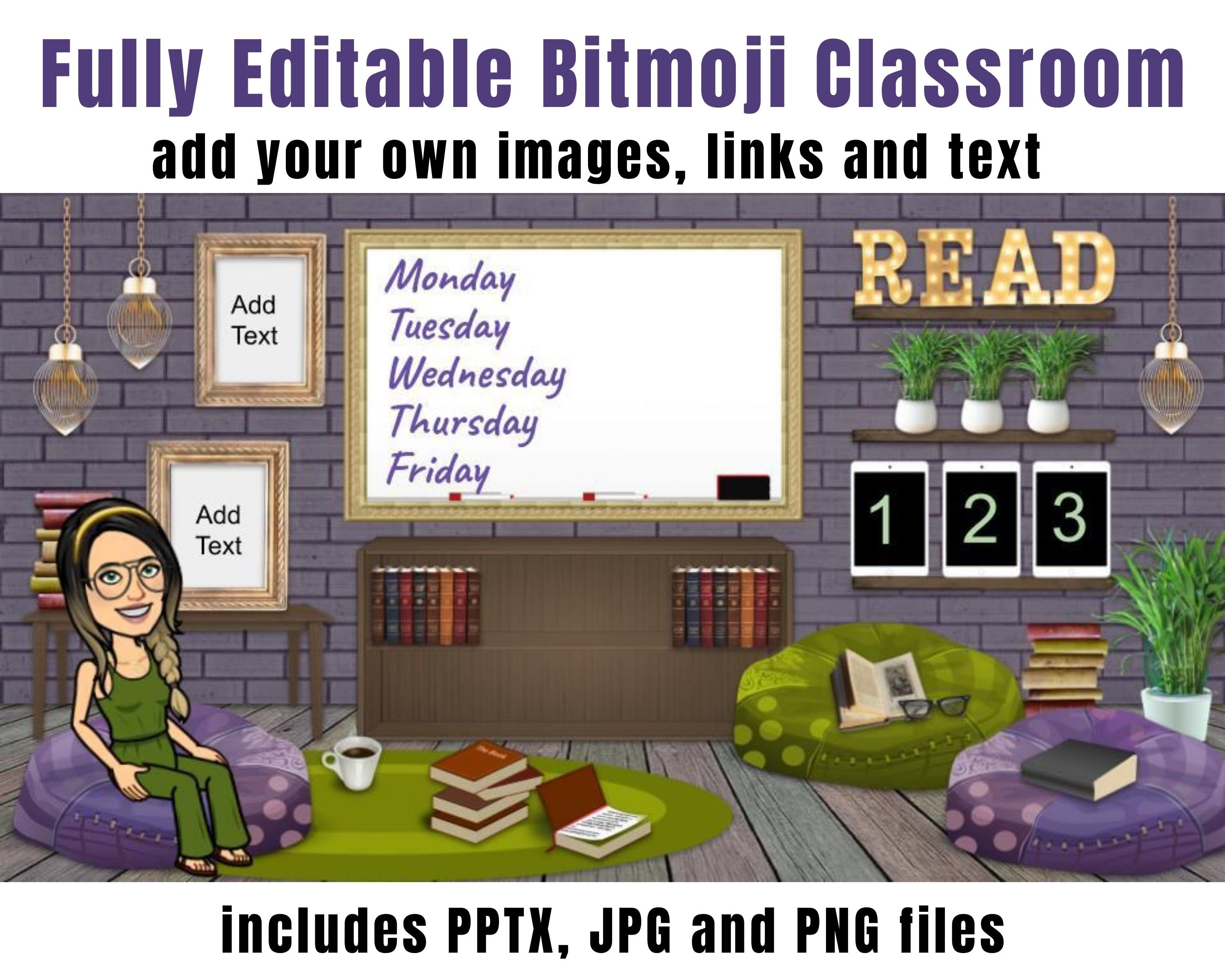 Bitmoji Classroom Editable Virtual Classroom Template - Etsy