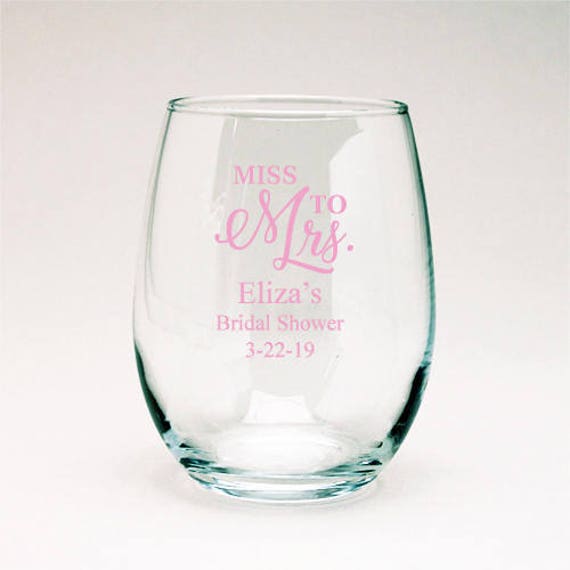 Wedding Stemless Wine Glasses Set of 2 /& Mrs Black Cursive Mr
