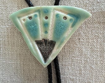 Geometric Porcelain Bolo Tie: Western Cowboy Necklace