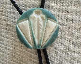Geometric Porcelain Bolo Tie - Western Cowboy Necklace