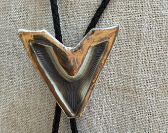 Geometric Bolo Tie, Handmade Ceramic Statement Necklace, Western Neckwear