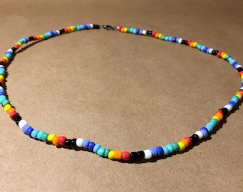 Rainbow Glass Bead Necklace