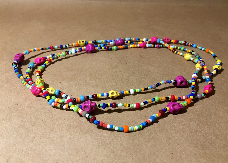 Bright Multicolored Skull Necklace