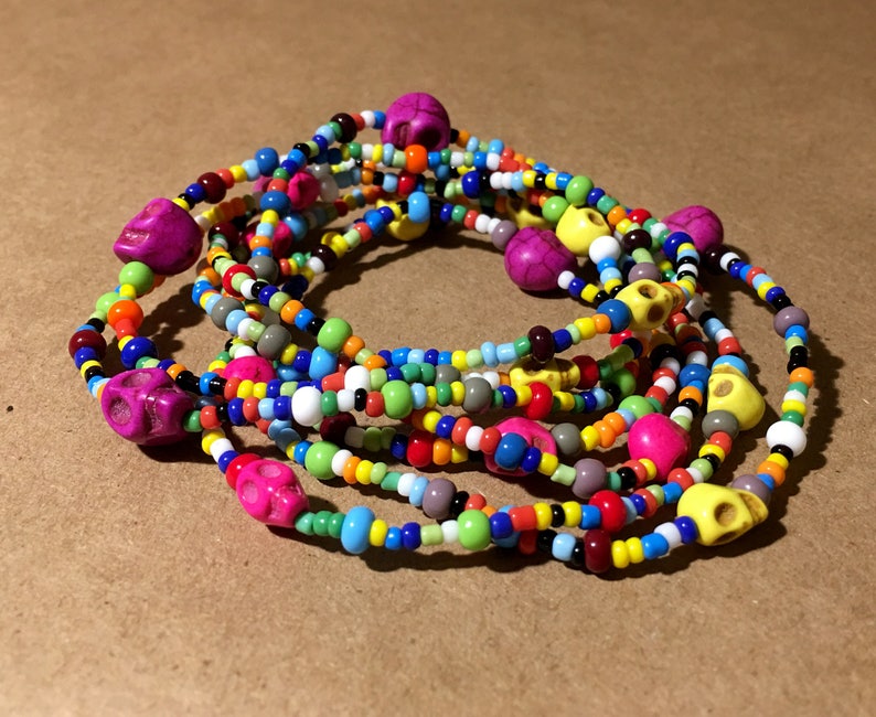 Bright Multicolored Skull Necklace