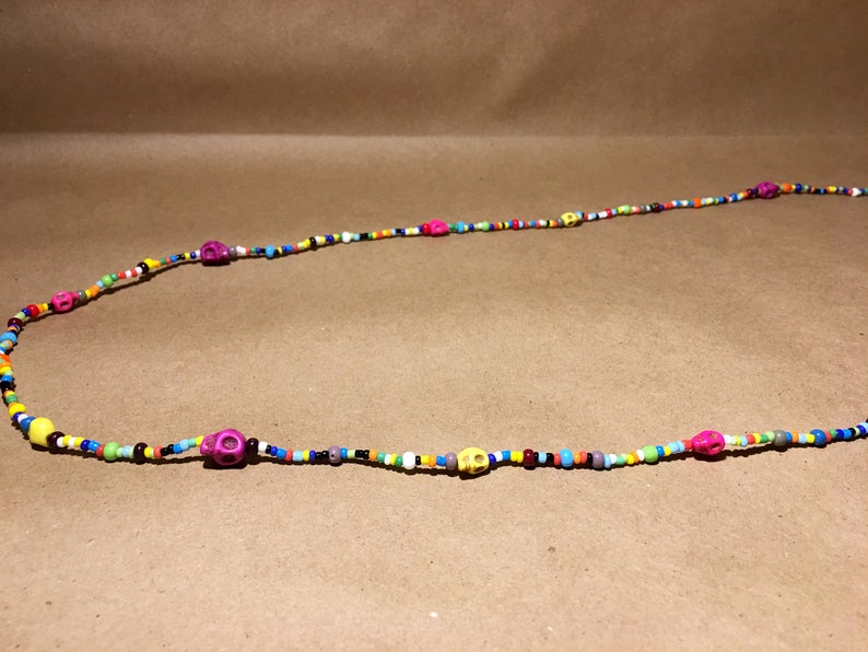 Bright Multicolored Skull Necklace