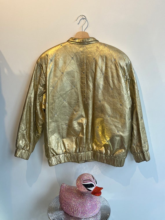 Gold Leather, Harlequin Diamond Jacket with Cryst… - image 2