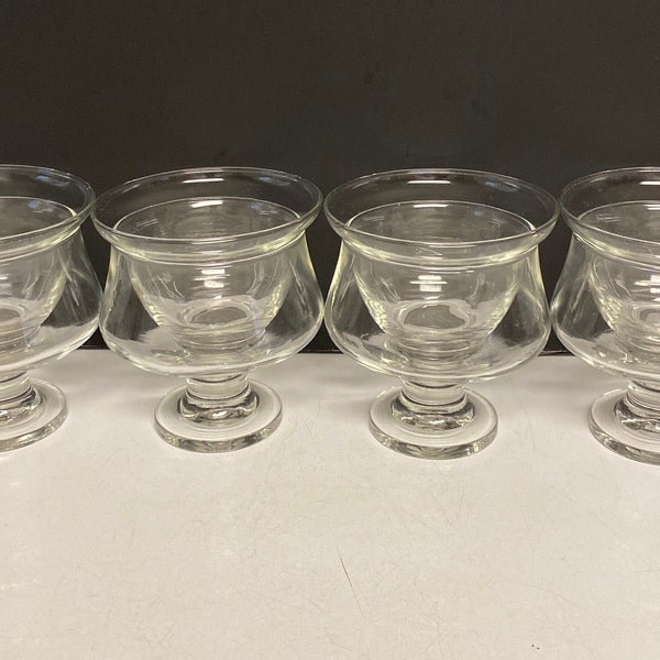 Vintage Crisa Set von Vier Cracked Ice Icer Liner Mundgeblasenes Glas