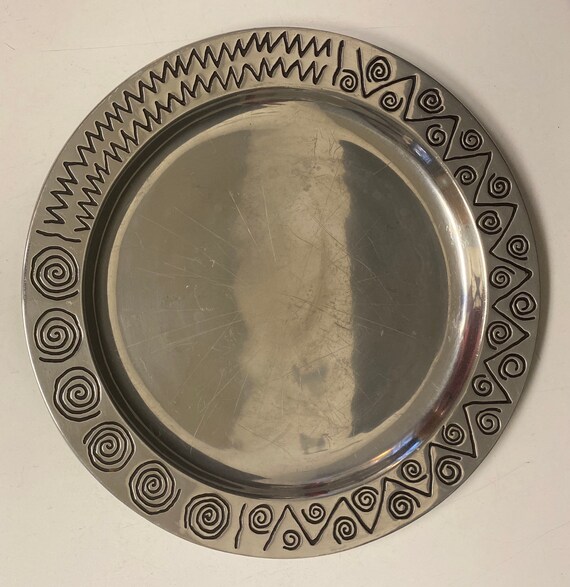 RWP Wilton Co Armetale Reggae Serving Plate Platter Cast Aluminum 14 Inch Diameter Silver Etsy