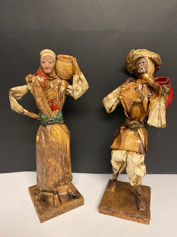Vintage Mexican Paper Mache Dolls/ Village People Mexican Folk Etsy