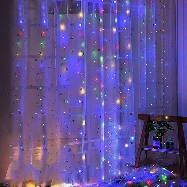 Perfect Holiday 300 LED USB Fairy Curtain Light With Remote - 8 Light Modes