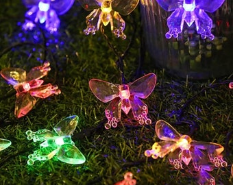 Perfect Holiday 30/50 LED Solar String Light Butterfly with 8 Light Modes
