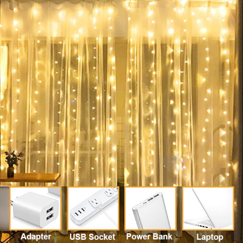 Perfect Holiday 300 LED USB Fairy Curtain Light With Remote 8 Light Modes image 4
