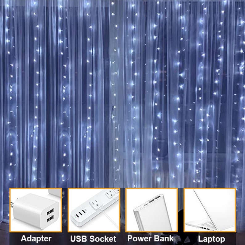 Perfect Holiday 300 LED USB Fairy Curtain Light With Remote 8 Light Modes image 9