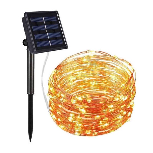 Perfect Holiday 100 LED Copper Wire Solar Fairy Light 32' - Warm White