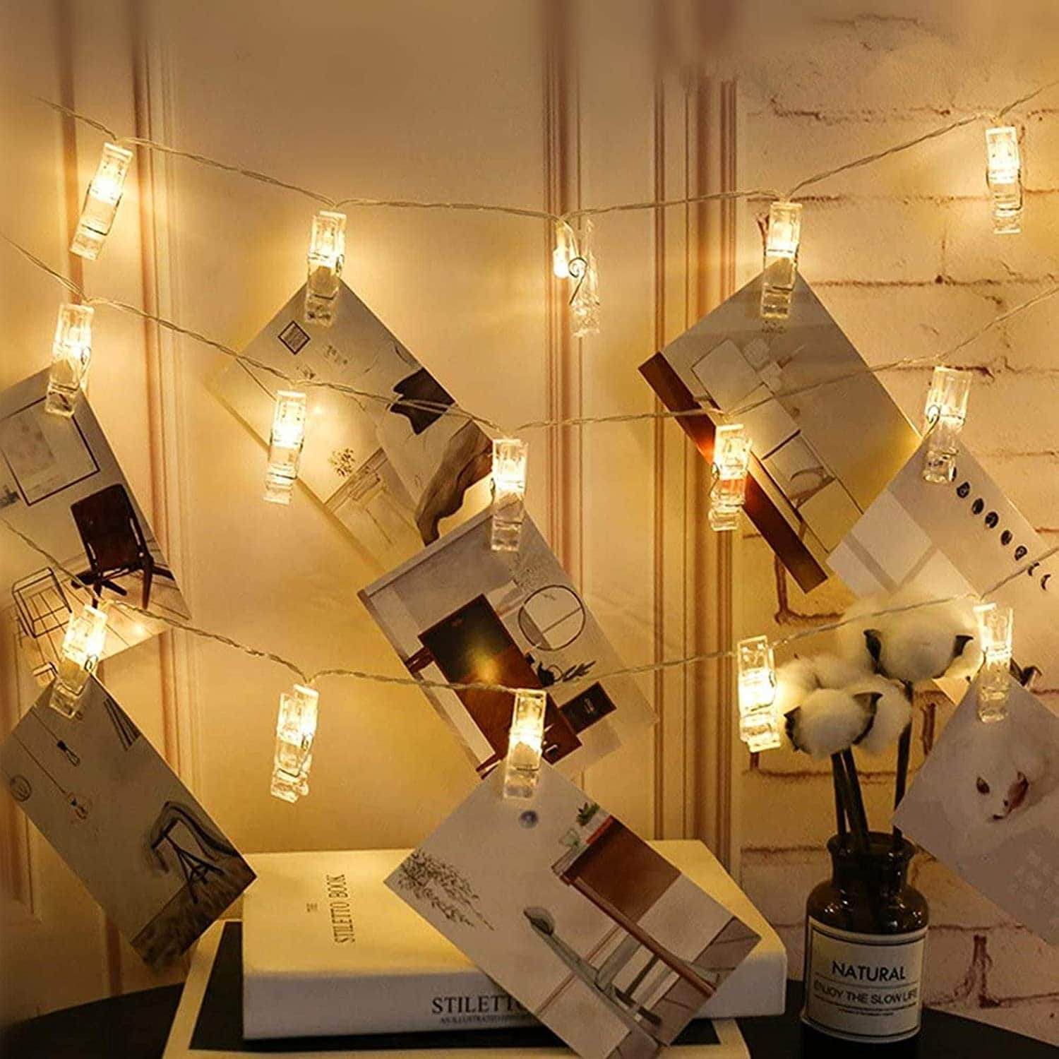 LED String Lights with Clips to Hang Pictures for Room Decor Lights String DH # 