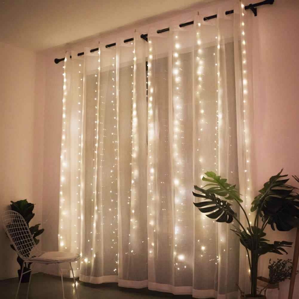 300 LED Fairy String Lights Curtain Window Wedding Party Decor Remote Indoor UK 