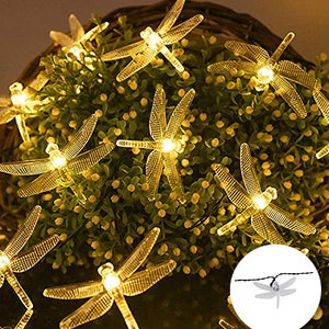 Perfect Holiday 30 LED Solar String Light Dragonfly with 8 Light Modes