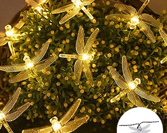 Perfect Holiday 30 LED Solar String Light Dragonfly with 8 Light Modes