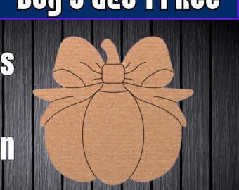 Pumpkin With Ribbon Lines Wood Sign Template Unfinished Wood Door Hanger MDF Paint Blank Diy Kit Door Hanger Blank Wood Shape Cut Out DTO116