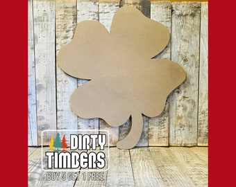 Unfinished, 4 Leaf Clover, St Patrick's Day, Sign, Door, Hanger, DIY, Blank, Wood, Cut, Out, Ready, To, Paint, Custom, Spring Party, DT2181