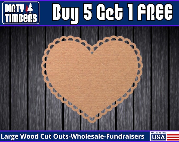 Featured listing image: Heart Scalloped Wood Sign Unfinished Wood Door Hanger MDF Paint Blank Diy Door Hanger Blank Wood Shape Cut Out Wood Wall Sign Wood DT2389