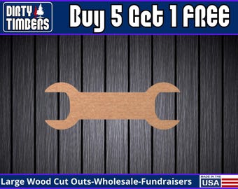 Wrench Wood Sign Unfinished Wood Door Hanger MDF Paint Blank Diy Kit Door Hanger Blank Wood Shape Cut Out Wood Door Sign DT2331