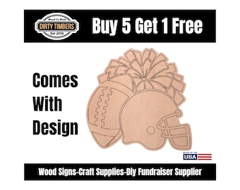 Football Pattern Wood Door Hanger Blank, Unfinished MDF Paint Ready, DIY Sign Template DTO169