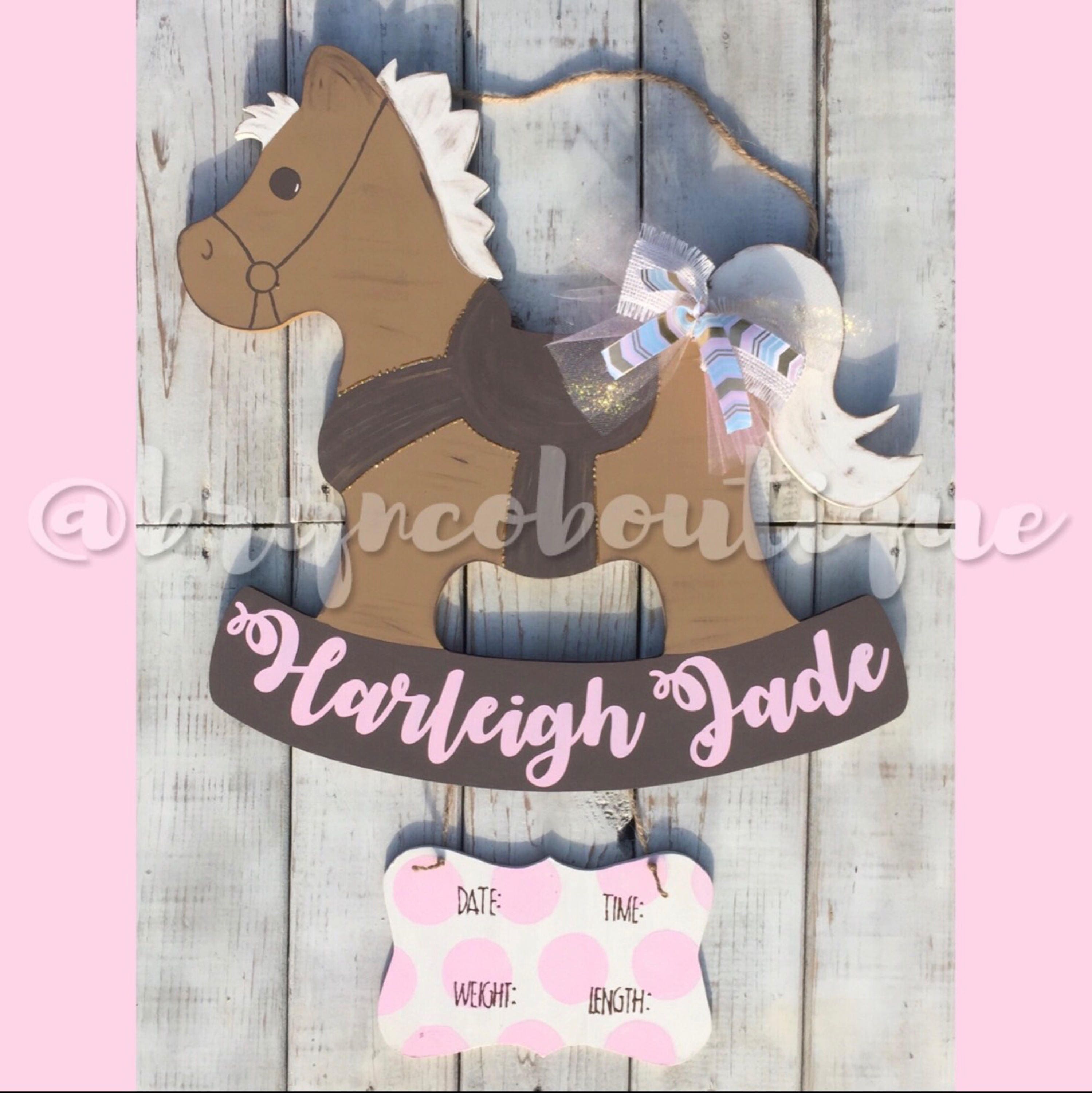 Unfinished Rocking Horse Door Hanger Shower Baby Announcement Birth