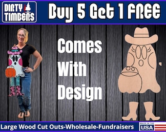 Ghost Cowgirl Lines Wood Sign Template Unfinished Wood Door Hanger MDF Paint Blank Diy Kit Door Hanger Blank Wood Shape Cut Out DTO111