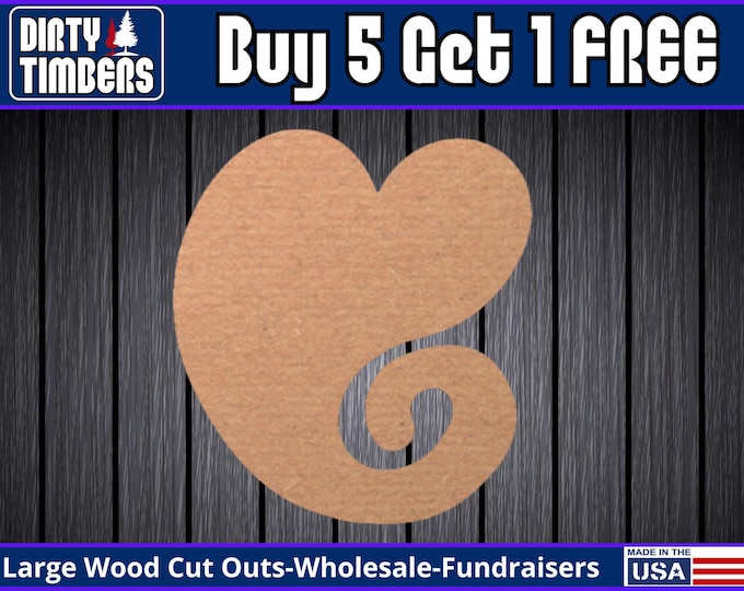 Featured listing image: Heart Wood Sign Unfinished Heart Swirl Whimsical Door Hanger Valentine Love DIY Blank Wood Cut Out Ready To Paint Custom Wholesale DT2262