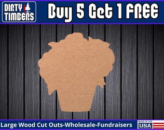 Flowers In Pot Unfinished Flower Sign Door Hanger DIY Blank Wood Cut Out Ready To Paint Spring Wood Flower Party Decoration DT2154